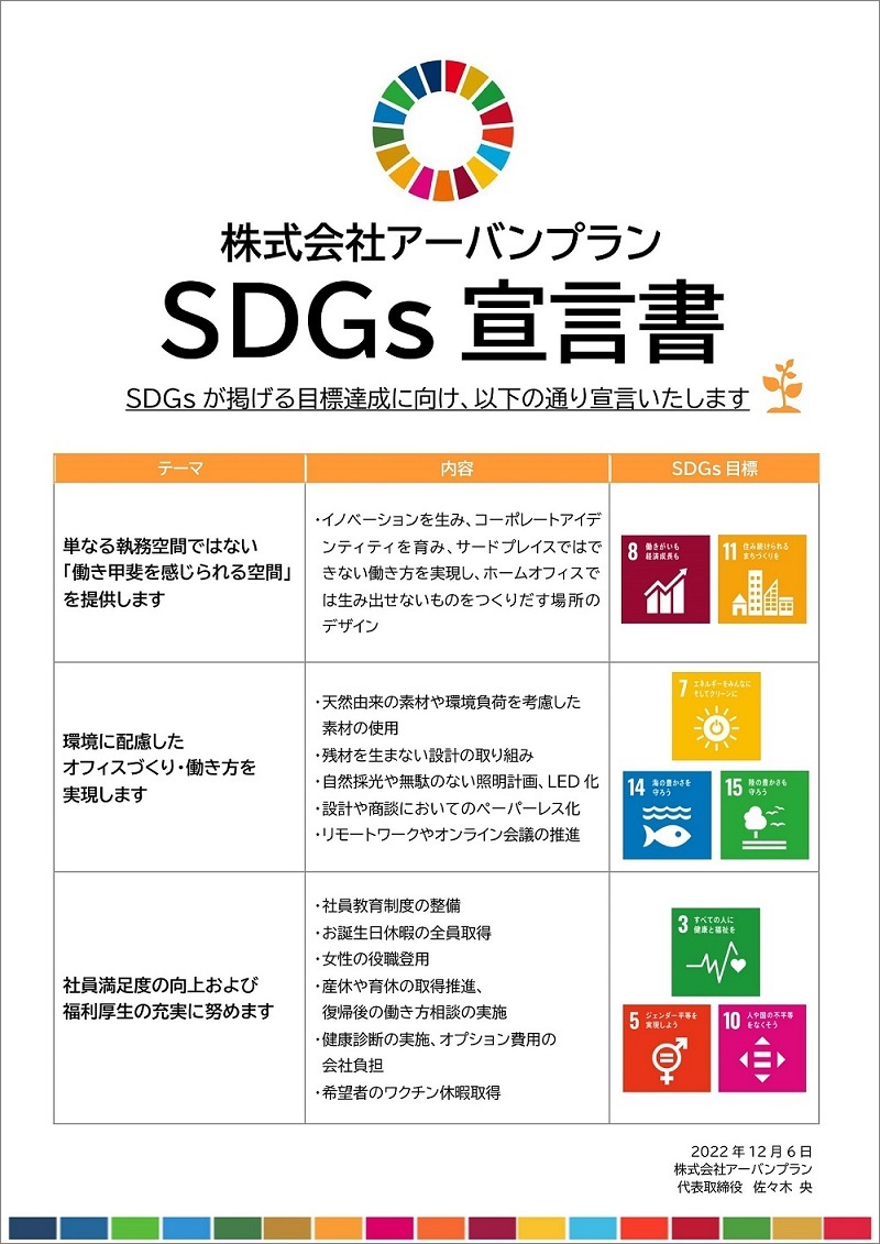 SDGs宣言書_アーバンプラン